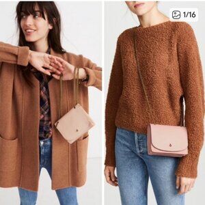 NWT Madewell mini dusty rose genuine Leather crossbody accordion bag